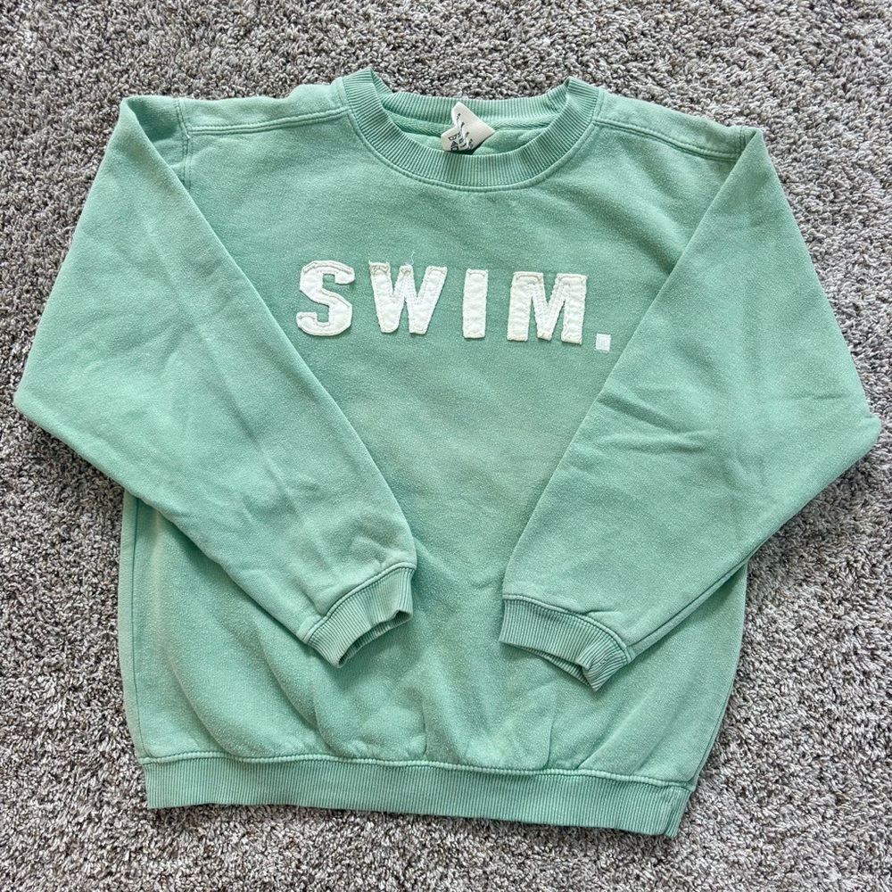 Kids Comfort Colors “Swim” Green Sweatshirt